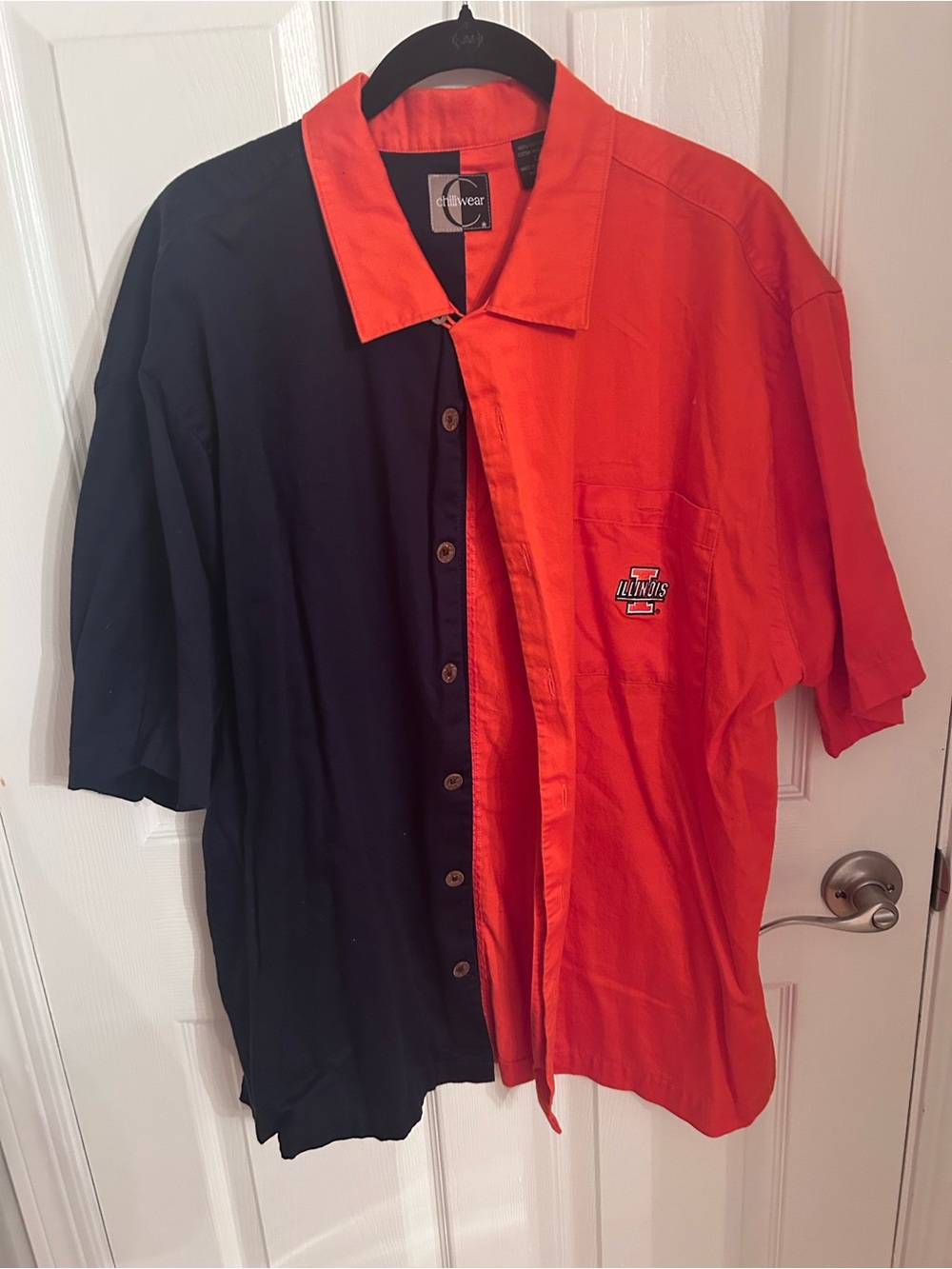 University of Illinois Short-Sleeve Orange & Blue Button-Down Shirt